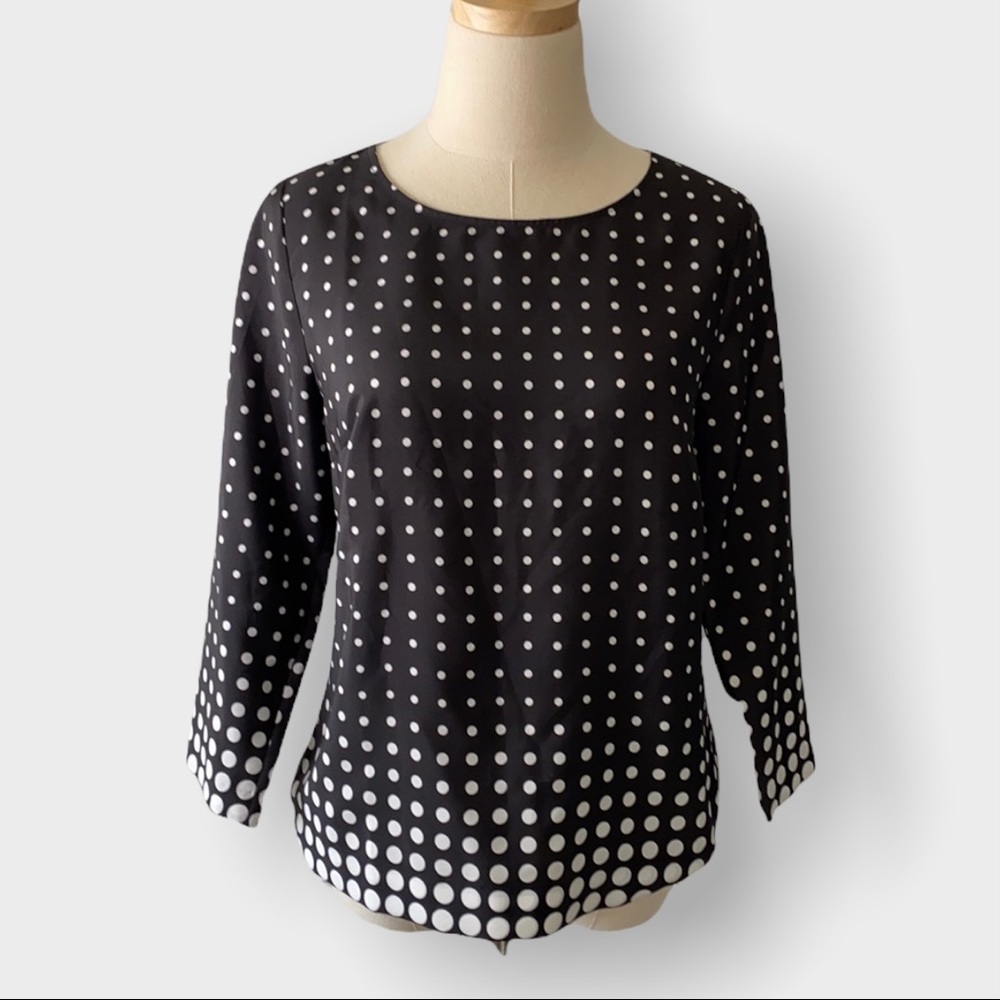 J CREW Polka Dot Black White Top Size XS